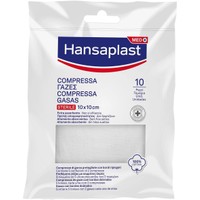 Hansaplast Med Sterile Compress 10x10cm 10 Τεμάχια (5x2 Τεμάχια) - Αποστειρωμένες Γάζες για τον Καθαρισμό & την Κάλυψη των Πληγών 10 Τεμάχια