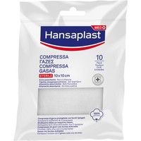 Hansaplast Med+ Sterile Compress 10x10cm 10 Τεμάχια (5x2 Τεμάχια) - Αποστειρωμένα Επιθέματα Γάζας για τον Καθαρισμό & την Κάλυψη των Πληγών