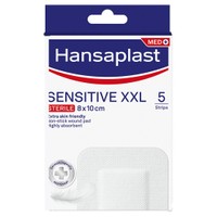 Hansaplast Sensitive XXL Sterile 8x10cm, 5 Τεμάχια - Αυτοκόλλητα Αποστειρωμένα Επιθέματα για Μεγαλύτερες Πληγές & Μετεγχειρητικά Τραύματα