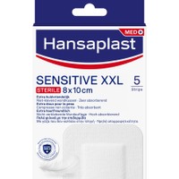 Hansaplast Sensitive XXL Sterile 8x10cm 5 Τεμάχια - Αυτοκόλλητα Αποστειρωμένα Επιθέματα για Μεγαλύτερες Πληγές & Μετεγχειρητικά Τραύματα