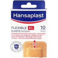 Hansaplast Flexible Strips XL Elastic 5x7,2cm 10 Τεμάχια - Εύκαμπτα & Αδιάβροχα Επιθέματα που Καλύπτουν & Προστατεύουν Μεσαίου Μεγέθους Πληγές