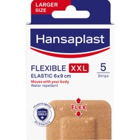 Hansaplast Flexible Strips XXL Elastic 6x9cm 5 Τεμάχια - Εύκαμπτα & Αδιάβροχα Επιθέματα που Καλύπτουν & Προστατεύουν Μεσαίου Έως Μεγαλύτερου Μεγέθους Πληγές