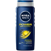 Nivea Power 24h Fresh Effect 3in1 Shower Gel 500ml - Ανδρικό Αφρόλουτρο για Πρόσωπο, Σώμα & Μαλλιά με Άρωμα από Εσπεριδοειδή