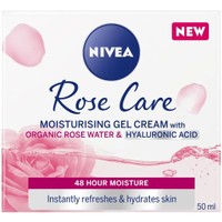Nivea Moisture Day Cream Rose Care with Organic Rose Water and Hyaluronic Acid 50ml - Κρέμα Ημέρας 48ωρης Ενυδάτωσης με Οργανικό Ροδόνερο & Υαλουρονικό Οξύ