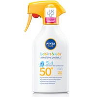 Nivea Sun Babies & Kids Sensitive Protective 5 in 1 Spf50+ Trigger Spray 270ml - Βρεφικό, Παιδικό Αντηλιακό Γαλάκτωμα Προσώπου, Σώματος Πολύ Υψηλής Προστασίας σε Μορφή Spray