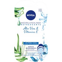 Nivea Refreshing Moisture Face Mask with Aloe Vera & Vitamin E, 2 Τεμάχια - Ενυδατική Μάσκα Προσώπου με Αλόη & Βιταμίνη Ε για Κανονικές / Μικτές Επιδερμίδες