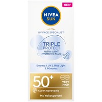 Nivea Sun UV Face Specialist Triple Protect Ultra Light Hydrating Fluid Spf50+, 40ml - Αντηλιακό Προσώπου Πολύ Υψηλής Προστασίας για Μικτές & Ευαίσθητες Επιδερμίδες