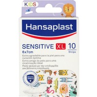 Hansaplast Kids Sensitive XL (6x7cm) Strips 10 Τεμάχια - Αυτοκόλλητα Επιθέματα για Παιδιά, για την Κάλυψη & Προστασία Μικρών Πληγών Φιλικά με την Επιδερμίδα για Βέλτιστη Επούλωση