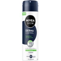 Nivea Men Derma Control Sensitive Anti Perspirant & Anti Irritating Spary 150ml - Ανδρικό Αποσμητικό Σπρέι με Καθαρό Υαλουρονικό & Βιταμίνη Ε Μεγάλης Διάρκειας & Χωρίς Αλκοόλ