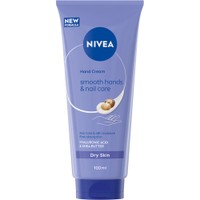 Nivea Smooth Hands & Nail Care 100ml - Απαλή, Ενυδατική Κρέμα Χεριών Εμπλουτισμένη με Υαλουρονικό Οξύ & Βούτυρο Καριτέ