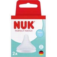 Nuk Perfect Match 0m+ Small Teat 2 Τεμάχια - Θηλές Σιλικόνης Κατά των Κολικών Κατάλληλες για Βρέφη