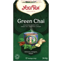 Yogi Tea Green Chai 17 Teabags (17 Φακελάκια x 1,8g) - Ρόφημα Βοτάνων Τσαγιού με Πράσινο Τσάι, Κανέλα, Τζίντζερ & Κάρδαμο για Τόνωση & Αναζωογόνηση