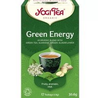 Yogi Tea Green Energy 17 Τεμάχια (17 Φακελάκια x 1.8g) - Ρόφημα Μείγματος Πράσινου Τσαγιού, Γκουαρανά, Τζίντζερ & Σαμπούκου Φιλοσοφίας Αγιουρβέδα για Ενέργεια & Απώλεια Βάρους
