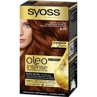 Syoss Oleo Intense Permanent Oil Hair Color Kit 1 Τεμάχιο - 5-77 Καστανό Ανοιχτό Έντονο Χάλκινο - Επαγγελματική Μόνιμη Βαφή Μαλλιών για Εξαιρετική Κάλυψη & Έντονο Χρώμα που Διαρκεί, Χωρίς Αμμωνία