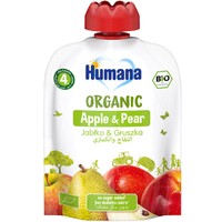 Humana Bio Organic Apple & Pear Puree 4m+, 90g - Φρουτοπουρές Μήλο & Αχλάδι Μετά τον 4ο Μήνα