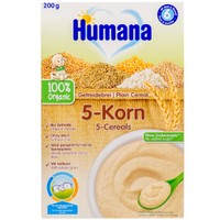Humana Βιολογική Κρέμα με 5 Δημητριακά Χωρίς Γάλα Μετά τον 6ο Μήνα 200g - Βιολογική Κρέμα με Εύπεπτα Δημητριακά Ολικής Άλεσης