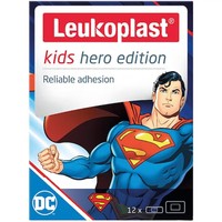 Leukoplast Kids Hero Edition Superman Strips 2 Μεγέθη, 12 Τεμάχια - Παιδικά Αυτοκόλλητα Επιθέματα για Μικροτραυματισμούς με τον Superman