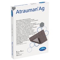 Hartmann Atrauman Ag Wound Pads with Ointment & Silver 10 Τεμάχια - 5x5cm - Αυτοκόλλητα Επιθέματα με Αλοιφή & Άργυρο για την Θεραπεία Τραυμάτων