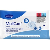 Hartmann Molicare Skin Impregnated Wash Gloves 8 Τεμάχια - Γάντια Καθαρισμού για Ολοκληρωμένο Μπάνιο Χωρίς τη Χρήση Νερού