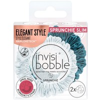 Invisibobble Sprunchie Slim Cool as Ice Hair Ring 2 Τεμάχια - Υφασμάτινα Λαστιχάκια Μαλλιών για Απόλυτο Κράτημα & Στυλ με Σατέν Υφή