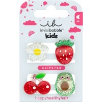 Invisibobble Clipstar Kids Frutti Fun 4 Τεμάχια - Κλιπ Μαλλιών για Παιδιά με Διάφορα Σχέδια