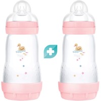 Mam Promo Easy Start Anti-Colic Plastic Bootle 2m+, 2x260ml, Κωδ 355SGc - Ροζ 2 - Μπιμπερό Πολυπροπυλενίου με Θηλή Σιλικόνης Μεσαίας Ροής & Σύστημα Κατά των Κολικών