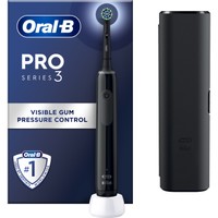 Oral-B ProSeries 3 Black Travel Edition 1 Τεμάχιο - Επαναφορτιζόμενη Ηλεκτρική Οδοντόβουρτσα με Αισθητήρα Πίεσης & Θήκη Ταξιδιού για Βαθύ Καθαρισμό