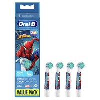 Oral-B Kids Spiderman Value Pack Extra Soft Electric Toothbrush Replacement 4 Τεμάχια - Ανταλλακτικές Κεφαλές Παιδικής Ηλεκτρικής Οδοντόβουρτσας με Πολύ Μαλακές Ίνες & Χαρακτήρες της Ταινίας Spiderman