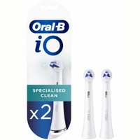 Oral-B iO Specialised Clean White 2 Τεμάχια - Ανταλλακτικές Κεφαλές Βουρτσίσματος σε Λευκό Χρώμα, Ιδανικές για Σιδεράκια, Εμφυτεύματα & μη Ευθυγραμμισμένα Δόντια