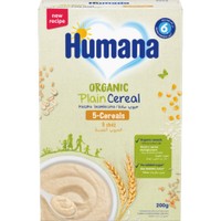 Humana Organic Plain 5 Cereals 200g - Βιολογική Κρέμα με 5 Δημητριακά Ολικής Άλεσης Χωρίς Γάλα & Προσθήκη Ζάχαρης από τον 6ο Μήνα