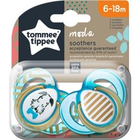 Tommee Tippee Moda Soothers 6-18m Γαλάζιο Κωδ 433490, 2 Τεμάχια - Ορθοδοντική Πιπίλα Σιλικόνης με Σχέδιο