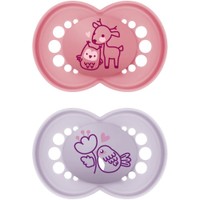 Mam Original Silicone Soother 16m+, 2 Τεμάχια, Κωδ 250SGc - Ροζ / Λιλά - Ορθοδοντική Πιπίλα Σιλικόνης με Θήκη Μεταφοράς