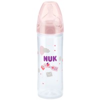 Nuk Classic Bottle Silicone 0-6m 250ml, Κωδ 10536563 - Ροζ - Πλαστικό Μπιμπερό Κατά των Κολικών με Θηλή Σιλικόνης