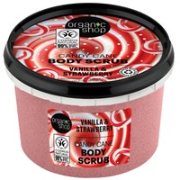 Organic Shop Candy Cane Body Scrub with Vanilla & Strawberry 250ml - Απολεπιστικό Σώματος με Βανίλια & Φράουλα για Άμεση Ενυδάτωση & Καθαρισμό του Δέρματος