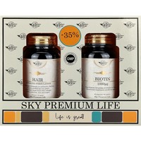 Sky Premium Life Promo Hair Advanced Formulation 60tabs & Biotin 1000μg 60caps - Συμπλήρωμα Διατροφής με Κολλαγόνο, Βιταμίνες & Μέταλλα για Δυνατά Μαλλιά - Αντιοξειδωτική Δράση & Συμπλήρωμα Διατροφής με Βιοτίνη για Δυνατά Μαλλιά & Λαμπερό Δέρμα