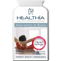 Healthia Anti-Stress & Relax 510mg 90caps - Συμπλήρωμα Διατροφής με Προσαρμογόνα Βότανα, Βιταμίνες & Μανιτάρι Reishi για την Καταπολέμηση του Άγχους & την Αντιμετώπιση της Χρόνιας Κόπωσης