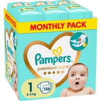 Pampers Premium Care Monthly Pack Νο1 (2-5kg) 156 Τεμάχια (3x52 Τεμάχια) - 
