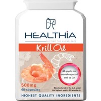 Healthia Krill Oil 500mg 60 Softgels - Συμπλήρωμα Διατροφής με Έλαιο Κριλ Υψηλής Ισχύος για την Καλή Λειτουργία της Καρδιάς, της Όρασης, του Εγκεφάλου & την Αντιμετώπιση της Χοληστερίνης