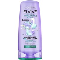 Elvive Hydra Hyaluronic Pure Conditioner 300ml - Μαλακτική Κρέμα Μαλλιών για Ενυδάτωση Έως 72 Ώρες με Σαλικυλικό & Υαλουρονικό Οξύ