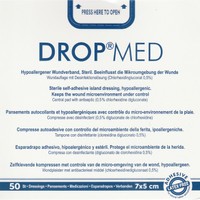 Master Aid Drop Med Sterile Self-adhesive Island Dressing 7cm x 5cm 50 Τεμάχια - Αποστειρωμένες Αυτοκόλλητες Αντικολλητικές Γάζες σε Λευκό Χρώμα