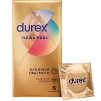 Durex Real Feel Condoms 6 Τεμάχια - Προφυλακτικά για πιο Φυσική Αίσθηση, Χωρίς Λάτεξ