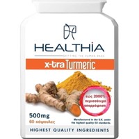 Healthia X-tra Turmeric 500mg 60caps - Συμπλήρωμα Διατροφής με Τιτλοδοτημένο Εκχύλισμα Κουρκουμά & Εκχύλισμα Μαύρου Πιπεριού για Αντιοξειδωτική Προστασία & Καλή Λειτουργία του Ήπατος