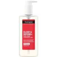 Neutrogena Clear & Defend+ Facial Wash 200ml - Καθαριστικό Gel Προσώπου Κατάλληλο για Επιδερμίδα με Τάση Ακμής