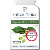 Healthia Superior Green Coffee 8000mg 60caps - Συμπλήρωμα Διατροφής με Εκχύλισμα Πράσινου Καφέ & Χλωρογενικό Οξύ για Απώλεια Βάρους, Καύση του Λίπους & Βελτίωση του Μεταβολισμού