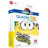 Master Aid Quadra 3D Boys 78x20mm & 78x26mm 20 Τεμάχια - Αυτοκόλλητα Επιθέματα για Παιδιά σε 2 Μεγέθη