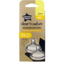 Tommee Tippee Closer to Nature Advanced Anti-Colic Medium Flow Teats 3m+ Κωδ 42112852, 2 Τεμάχια - Θηλή Σιλικόνης Μεσαίας Ροής από 3 Μηνών, Κατά των Κολικών