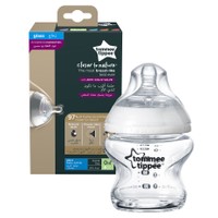 Tommee Tippee Closer to Nature Glass Baby Bottle 0m+ Κωδ 42243785, 150ml - Γυάλινο Μπιμπερό Μικρής Ροής με Θηλή Σιλικόνης Κατά των Κολικών