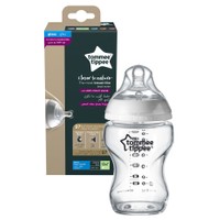 Tommee Tippee Closer to Nature Glass Baby Bottle 0m+ Κωδ 42243885, 250ml - Γυάλινο Μπιμπερό Μικρής Ροής με Θηλή Σιλικόνης Κατά των Κολικών