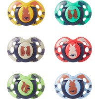 Tommee Tippee Fun Silicone Soother 18-36m, 6 Τεμάχια - Multicolor 2 - Ορθοδοντική Πιπίλα Σιλικόνης που δεν Εμποδίζει τη Σωστή Ανάπτυξη των Δοντιών