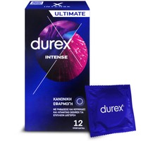 Durex Ultimate Intense 12 Τεμάχια - Προφυλακτικά με Ραβδώσεις & Κουκίδες, με Λιπαντικό για Επιπλέον Διέγερση